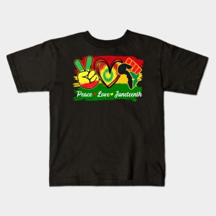 Peace Love Juneteenth Fist Black Girl Black Queen & King Kids T-Shirt